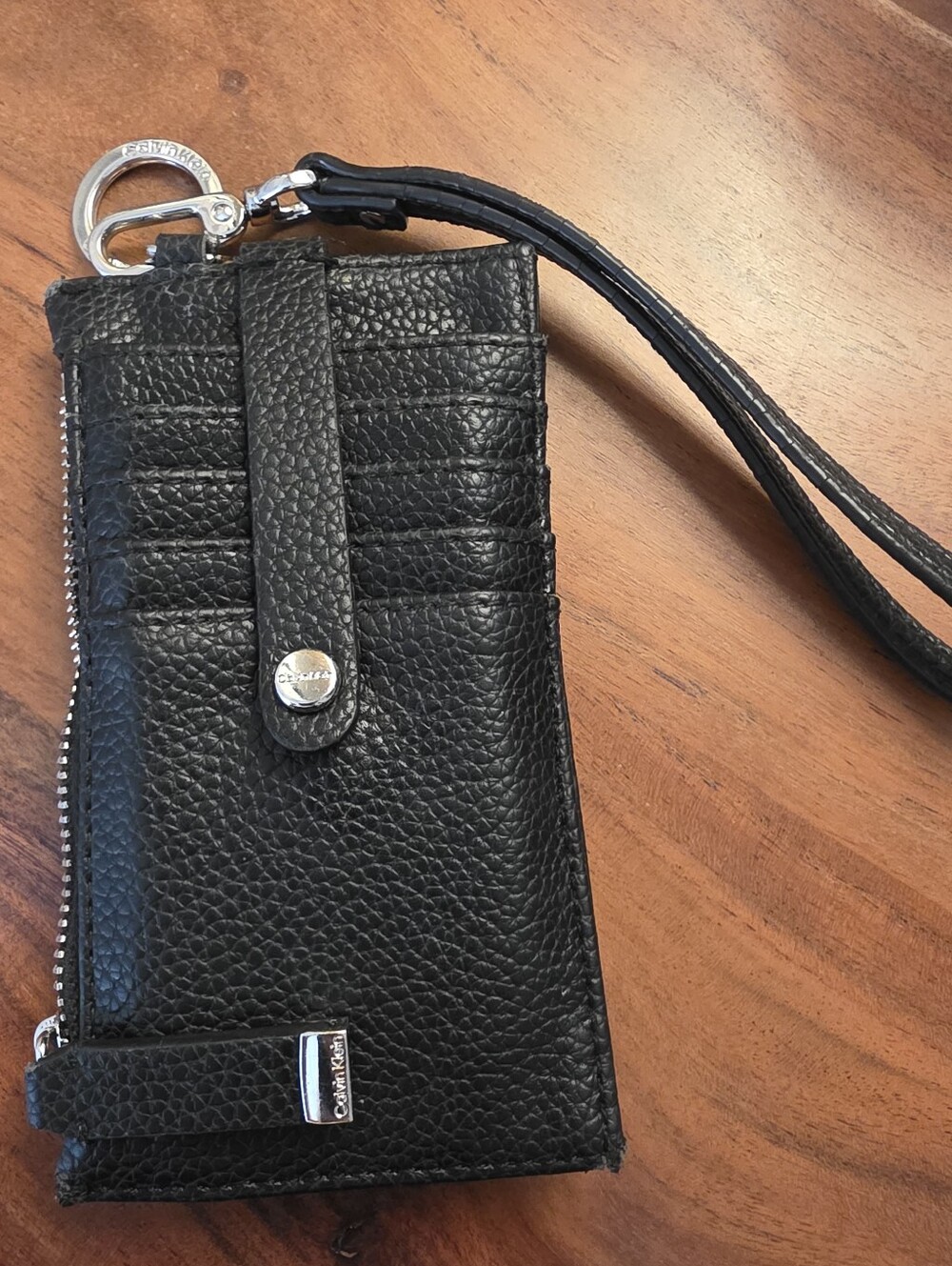 Calvin Klein Black Leather Wristlet Phone Case